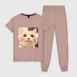 Пижама хлопковая женская Мем про котов, цвет: пыльно-розовый