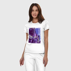 Пижама хлопковая женская Neon Asian Street Vaporwave, цвет: белый — фото 2