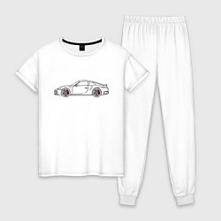 Пижама хлопковая женская Porsche 911 Tubro S цвета белый — фото 1
