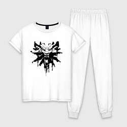 Пижама хлопковая женская The Witcher подтеки лого, цвет: белый