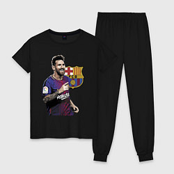 Пижама хлопковая женская Lionel Messi Barcelona Argentina, цвет: черный