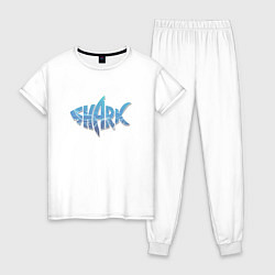 Пижама хлопковая женская Shark Акула, цвет: белый