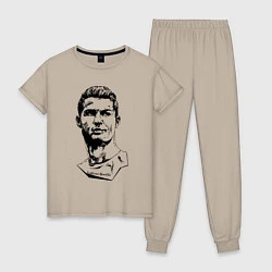 Пижама хлопковая женская Ronaldo Manchester United Portugal, цвет: миндальный
