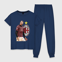 Пижама хлопковая женская Zlatan Ibrahimovic Milan Italy, цвет: тёмно-синий