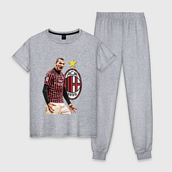 Пижама хлопковая женская Zlatan Ibrahimovic Milan Italy, цвет: меланж