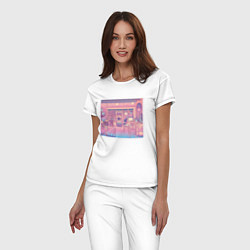 Пижама хлопковая женская Vaporwave Coffee Shop, цвет: белый — фото 2