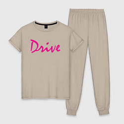 Пижама хлопковая женская DRIVE, цвет: миндальный