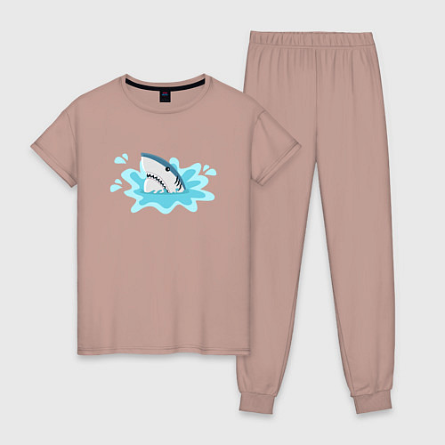 Женская пижама Акула в воде / Пыльно-розовый – фото 1