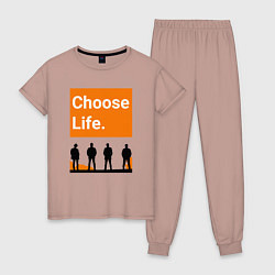 Пижама хлопковая женская Choose Life, цвет: пыльно-розовый