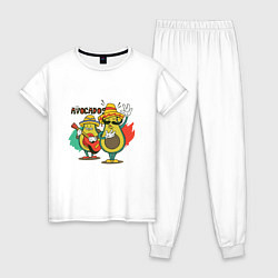 Пижама хлопковая женская Los Avocados Авокадо Мариачи, цвет: белый