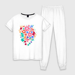 Пижама хлопковая женская Volleyball Flowers, цвет: белый