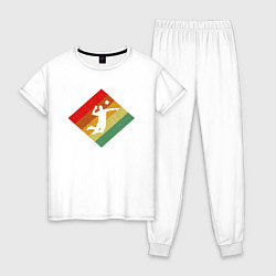 Пижама хлопковая женская Волейболист, цвет: белый