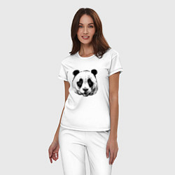 Пижама хлопковая женская Голова панды, цвет: белый — фото 2