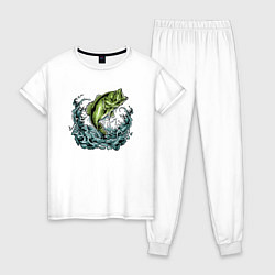 Пижама хлопковая женская Мечта рыбака, цвет: белый