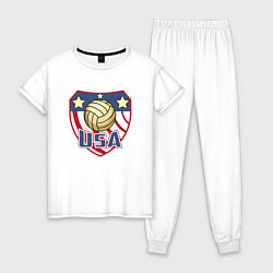 Пижама хлопковая женская США - Волейбол, цвет: белый