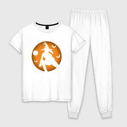 Пижама хлопковая женская Волейбольная ведьма, цвет: белый