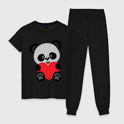 Пижама хлопковая женская Love Панда, цвет: черный