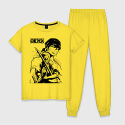 Пижама хлопковая женская Ророноа Зоро One Piece, цвет: желтый