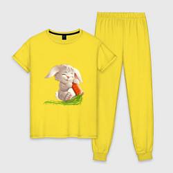 Пижама хлопковая женская Солнышко с морковкой, цвет: желтый