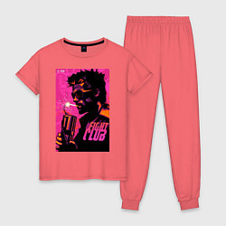 Пижама хлопковая женская Тайлер Дёрден, Бойцовский клуб, цвет: коралловый