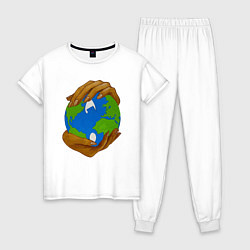 Пижама хлопковая женская Wu-Tang World, цвет: белый