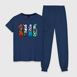 Пижама хлопковая женская GENSHIN IMPACT HEROS, цвет: тёмно-синий
