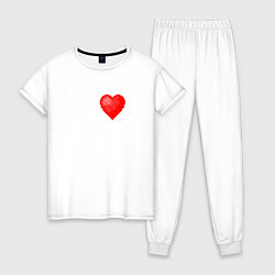Пижама хлопковая женская Пиксельное Сердце, цвет: белый