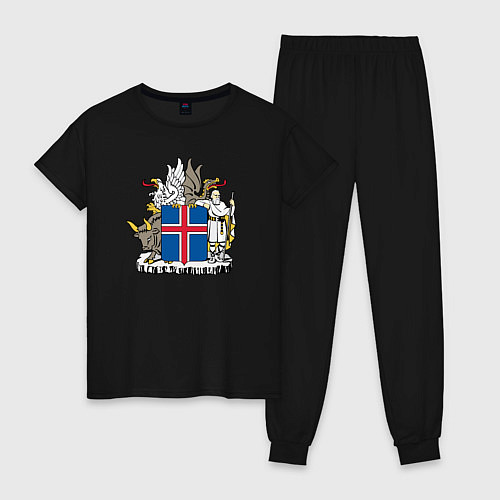 Женская пижама Герб Исландии / Черный – фото 1