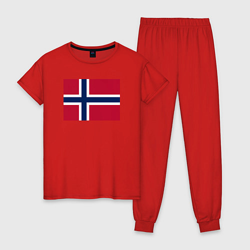 Женская пижама Норвегия Флаг Норвегии / Красный – фото 1