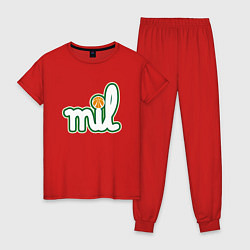 Пижама хлопковая женская MIL - Milwaukee Bucks, цвет: красный