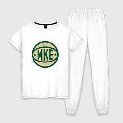 Пижама хлопковая женская Милуоки MKE, цвет: белый