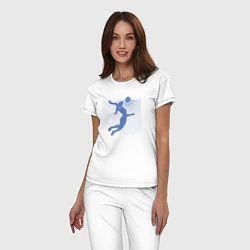 Пижама хлопковая женская Girl Volleyball, цвет: белый — фото 2