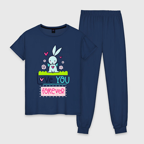 Женская пижама Любящий заяц / Тёмно-синий – фото 1