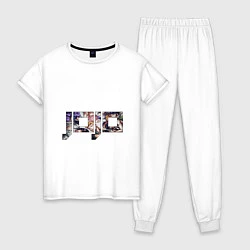 Пижама хлопковая женская Jojo Bizarre Adventure логотип, цвет: белый