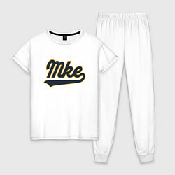 Пижама хлопковая женская MKE - Milwaukee, цвет: белый