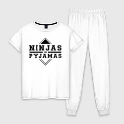 Пижама хлопковая женская Ninjas In Pyjamas, цвет: белый
