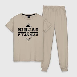 Пижама хлопковая женская Ninjas In Pyjamas, цвет: миндальный