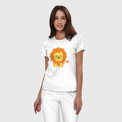 Пижама хлопковая женская Забавный Лев, цвет: белый — фото 2