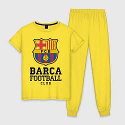 Пижама хлопковая женская Barcelona Football Club, цвет: желтый