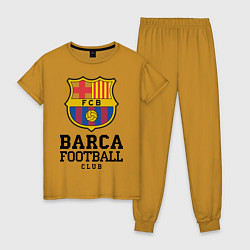 Пижама хлопковая женская Barcelona Football Club, цвет: горчичный