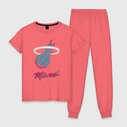 Пижама хлопковая женская Miami Heat, цвет: коралловый