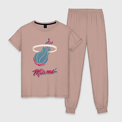 Пижама хлопковая женская Miami Heat, цвет: пыльно-розовый