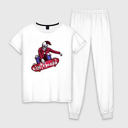 Пижама хлопковая женская Скейтер, цвет: белый