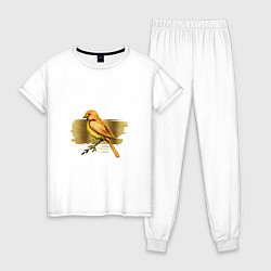 Пижама хлопковая женская Золотая птица, цвет: белый