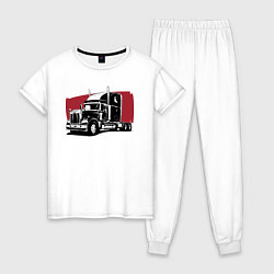 Пижама хлопковая женская Truck red, цвет: белый