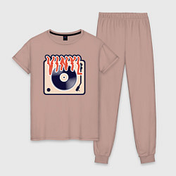 Пижама хлопковая женская Винил Vinyl DJ, цвет: пыльно-розовый
