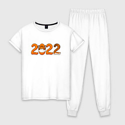 Пижама хлопковая женская Год Тигра - 2022, цвет: белый