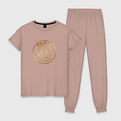 Пижама хлопковая женская PSG GOLD LOGO ПСЖ ЗОЛОТО, цвет: пыльно-розовый