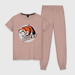 Пижама хлопковая женская Sport Tigers, цвет: пыльно-розовый
