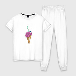 Пижама хлопковая женская Brain Lovers, цвет: белый